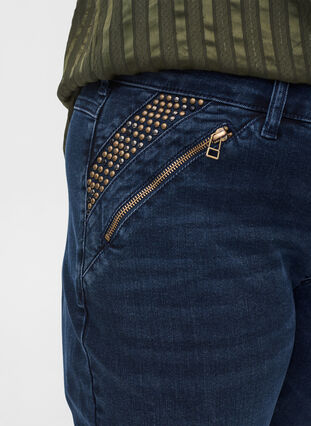 Slim fit Emily jeans with studs, Dark blue, Model image number 2