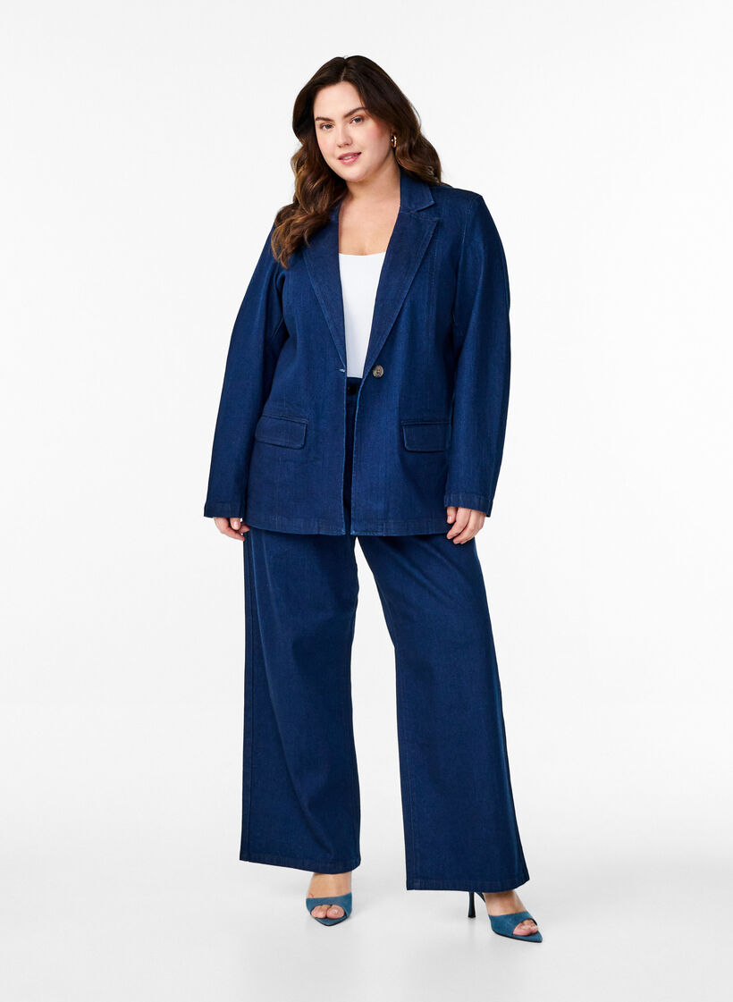 Denim blazer with pockets, Blue, Model image number 1