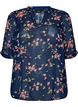 Blouse with floral print and V-neck, Blue, Packshot image number 0