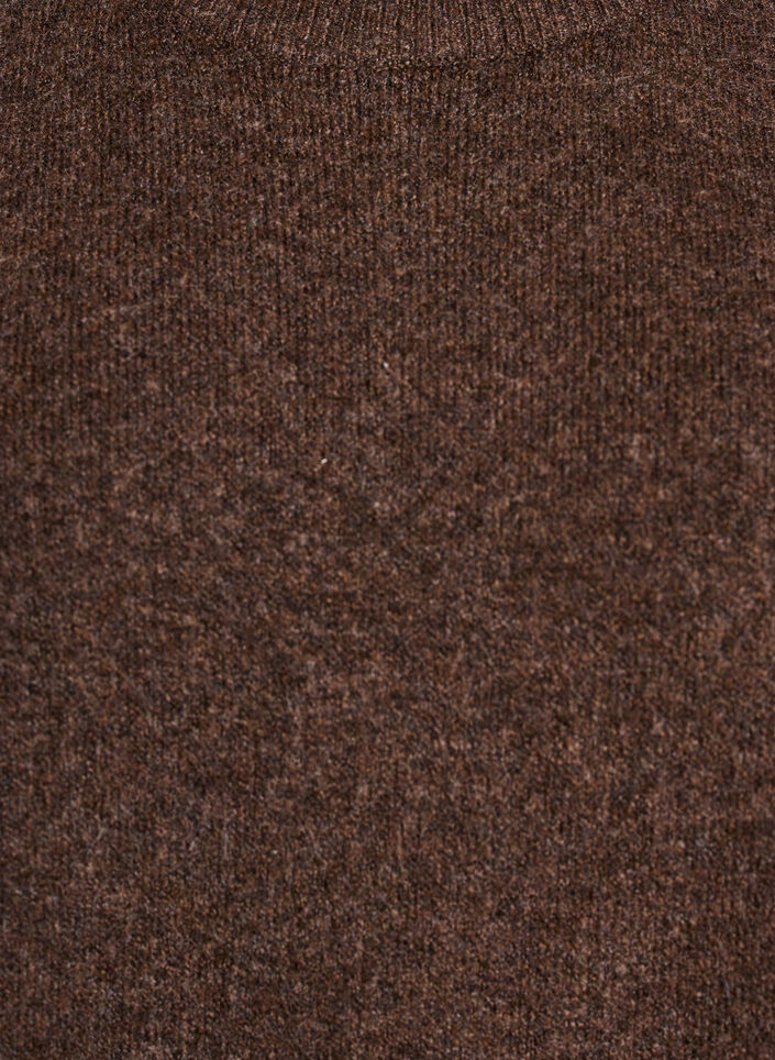 Loose knitted blouse with short sleeves, Brown, Packshot image number 2