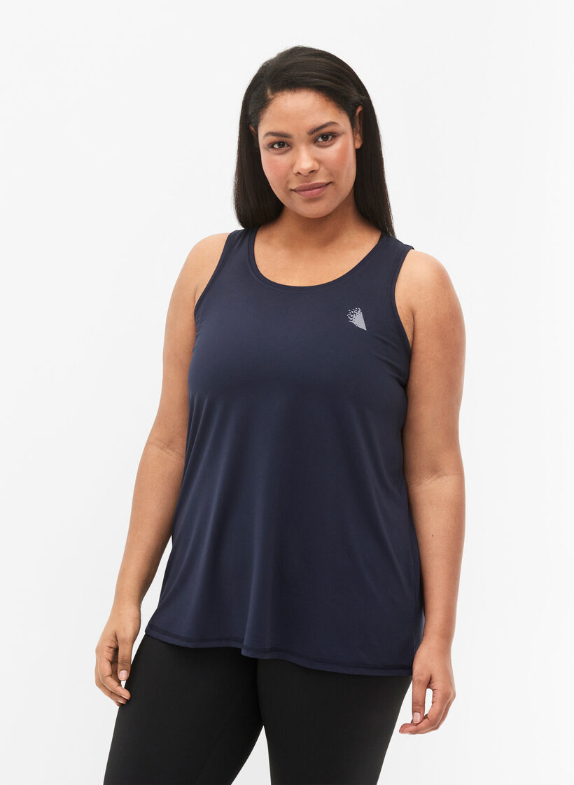 Solid coloured training top with a round neck, Blue, Model image number 0