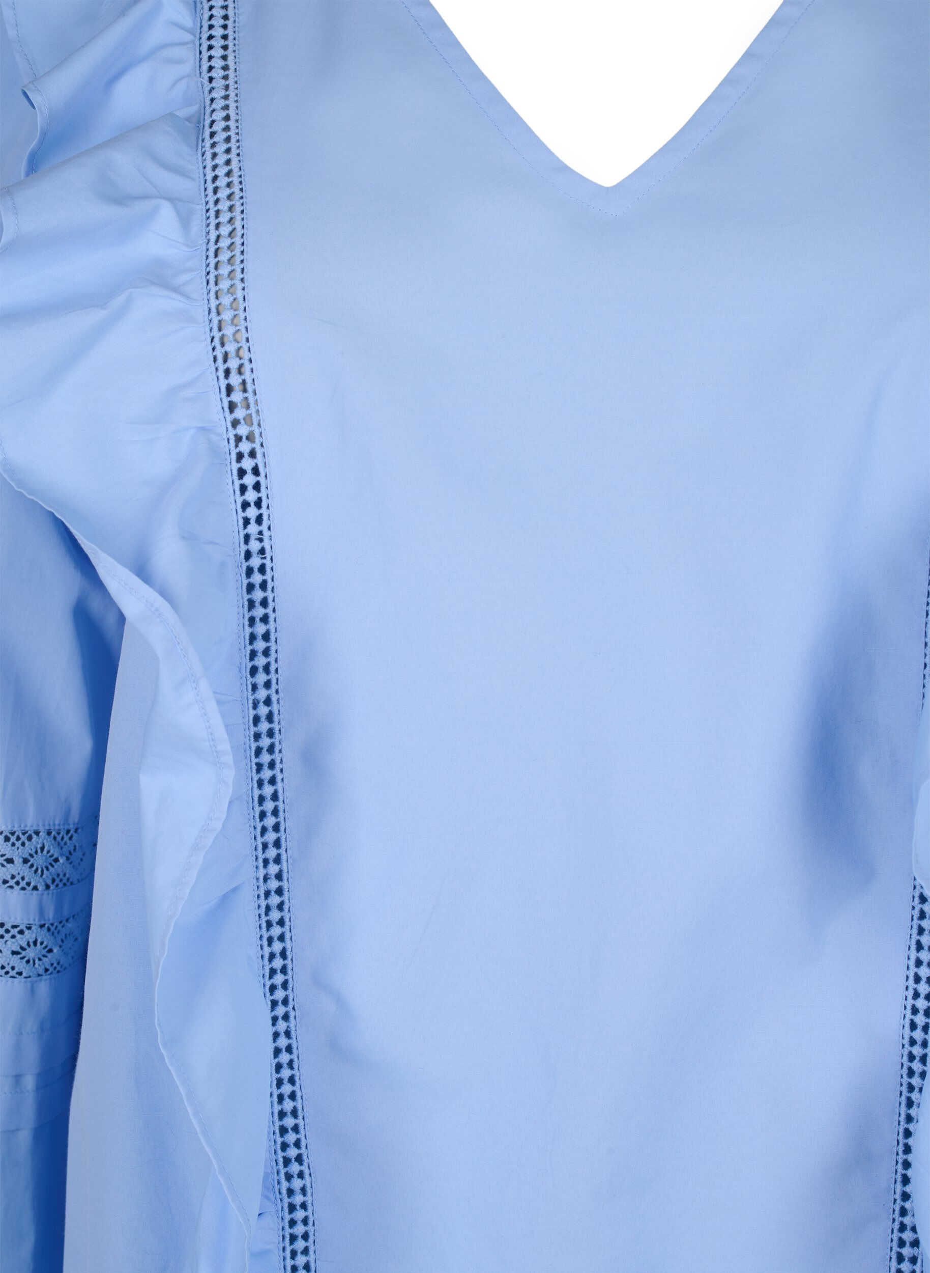 Zizzifashion Blouse with ruffles and lace trim, Light Blue, Packshot image number 2