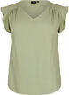 Sleeveless top in cotton muslin with ruffles, Green, Packshot image number 0