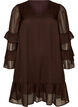 Short dress with sheer ruffle sleeves, Brown, Packshot image number 0