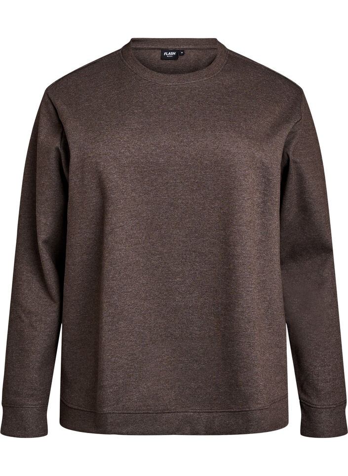 Sweatshirt with crew neck, Brown, Packshot image number 0