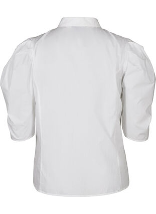 Cotton shirt with 3/4 length puff sleeves, Snow White, Packshot image number 1