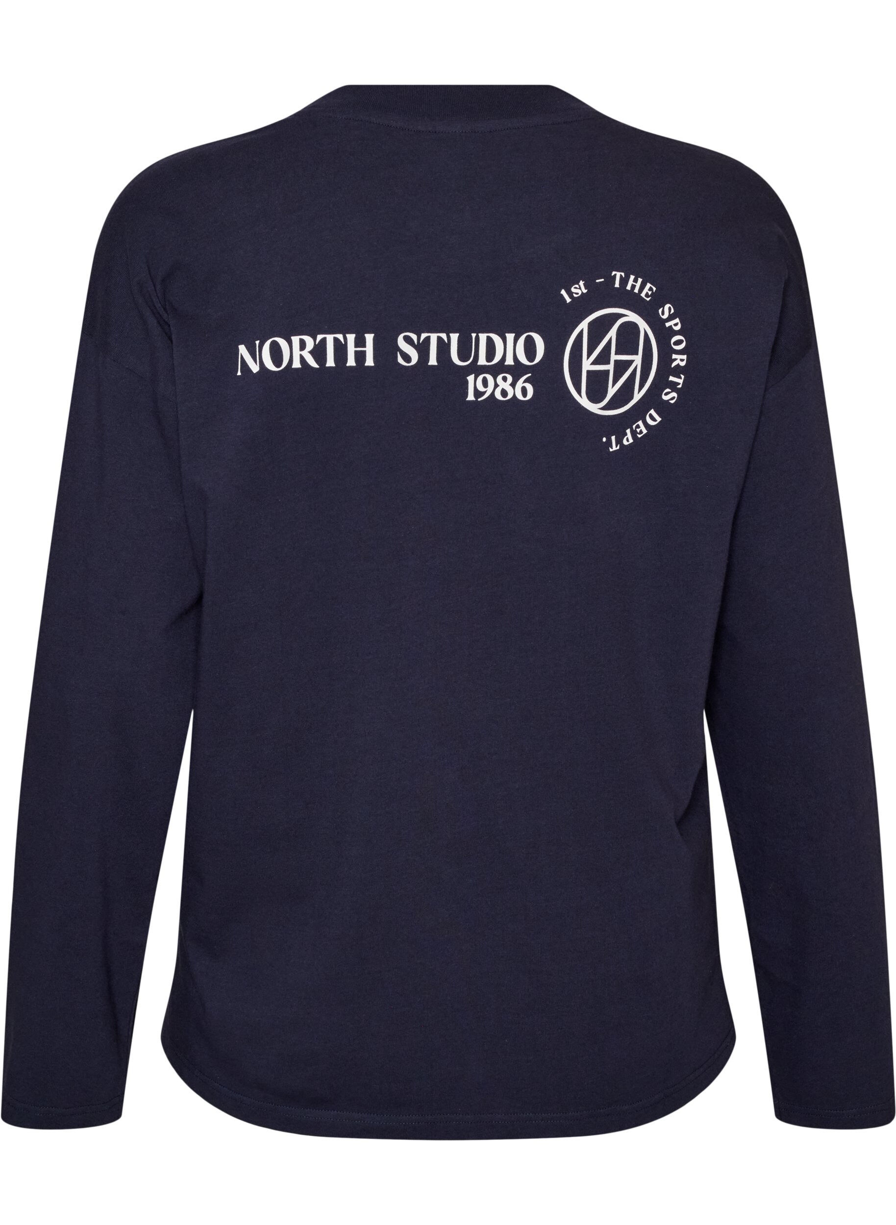 ZizzifashionLong-sleeved jersey blouse with text print, Blue, Packshot image number 1