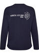 Long-sleeved jersey blouse with text print, Blue, Packshot image number 1