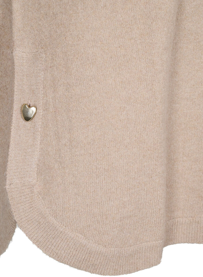 Long knitted blouse with button detail at the side, Simply Taupe Mel., Packshot image number 3