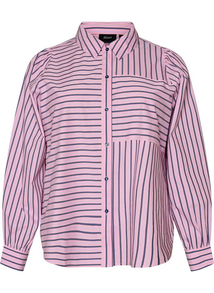 Striped shirt with a classic collar and long sleeves, Pink, Packshot image number 0