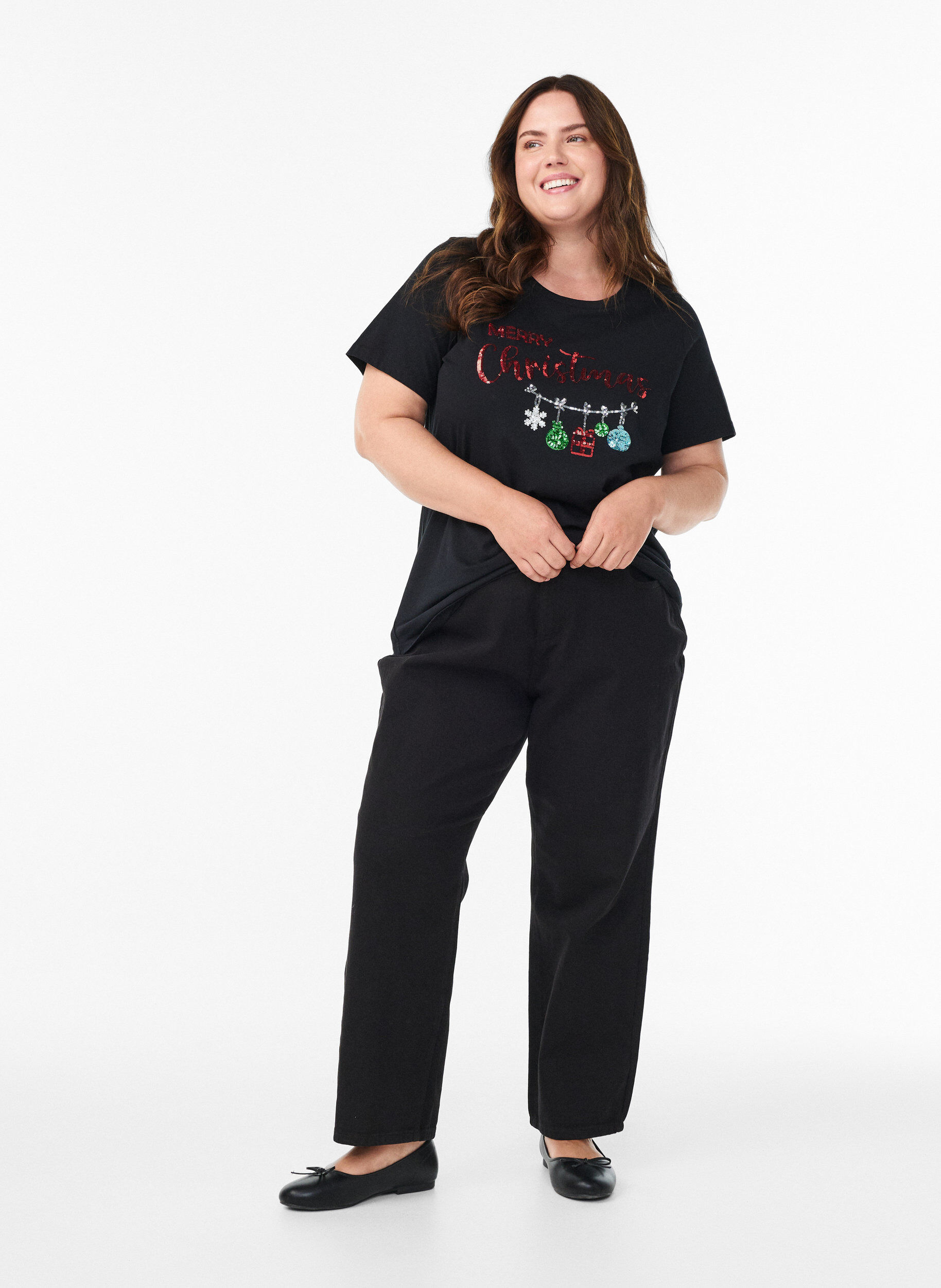 Zizzifashion Christmas t-shirt in organic cotton, Black, Model image number 1