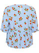 Cotton blouse with tomato print and peplum, Light Blue, Packshot image number 1