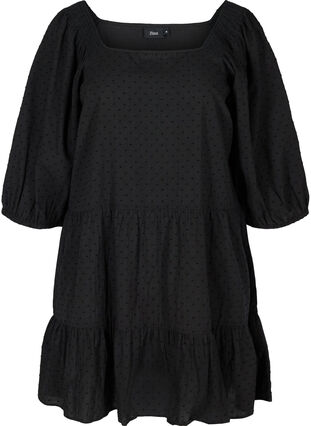 Dress with 3/4 sleeves and A-line, Black, Packshot image number 0