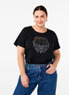 Cotton T-shirt with print, Black w. Silverlion, Model image number 0