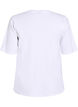 Ribbed jersey blouse with short sleeves, White, Packshot image number 1