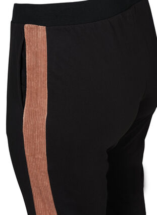 Sweatpants with a velour detail, Black w. Burlwood, Packshot image number 3