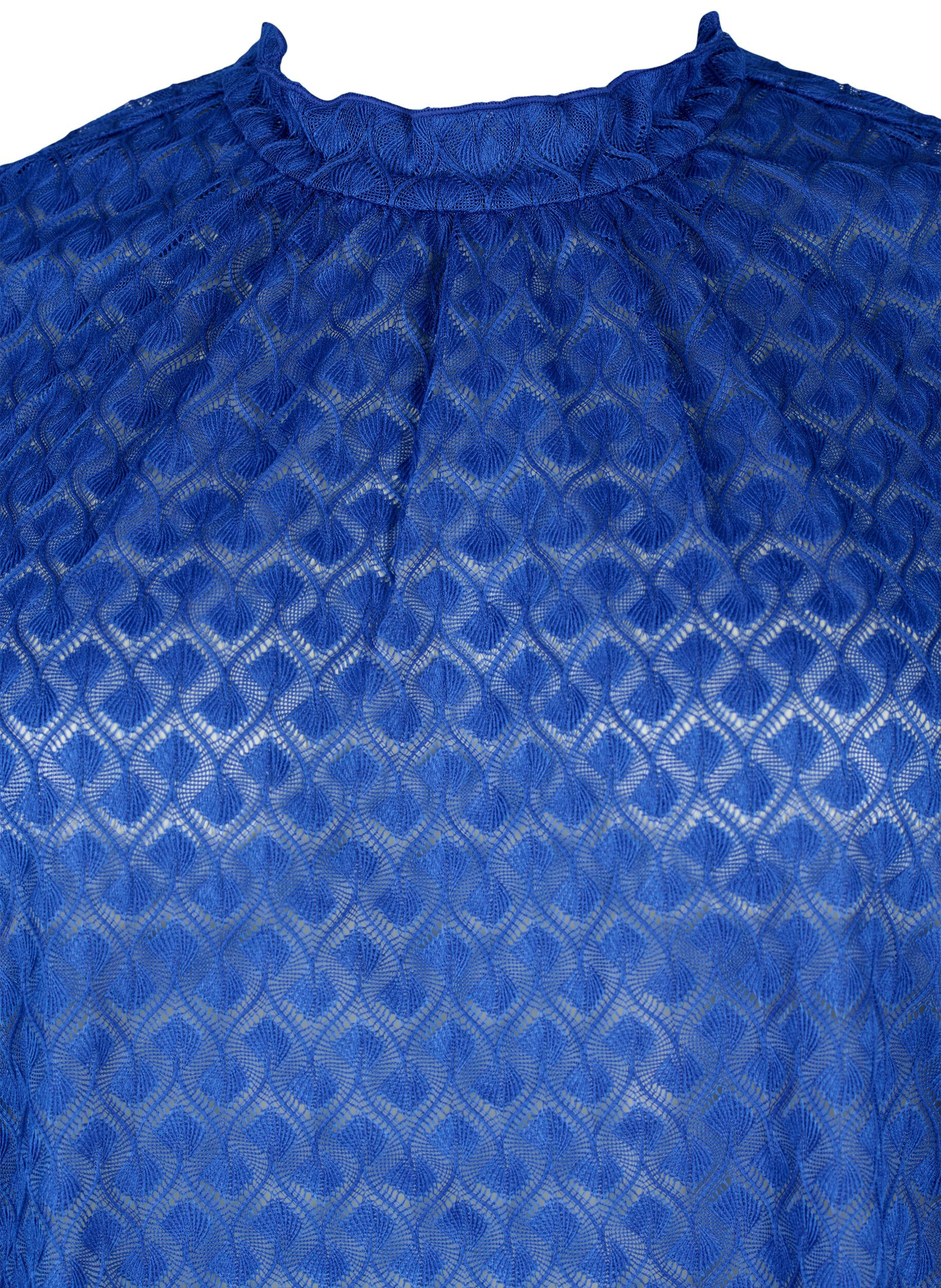 Zizzifashion Long-sleeved blouse with patterned texture, Deep Ultramarine, Packshot image number 2
