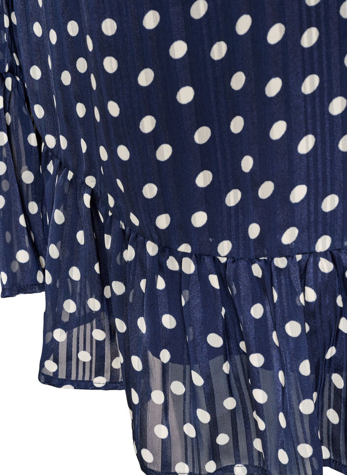 Patterned dress with ruffles and long sleeves, Blue, Packshot image number 3