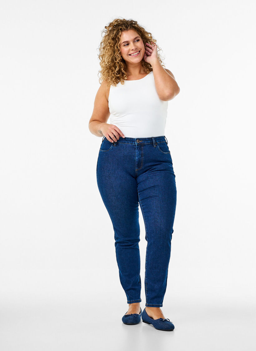 Slim fit Emily jeans with regular waist, Blue, Model image number 0