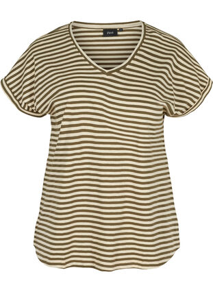 Striped cotton t-shirt, Ivy Green Y/D, Packshot image number 0
