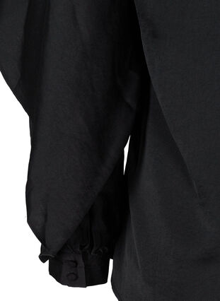 Long-sleeved blouse with a round neck, Black, Packshot image number 3