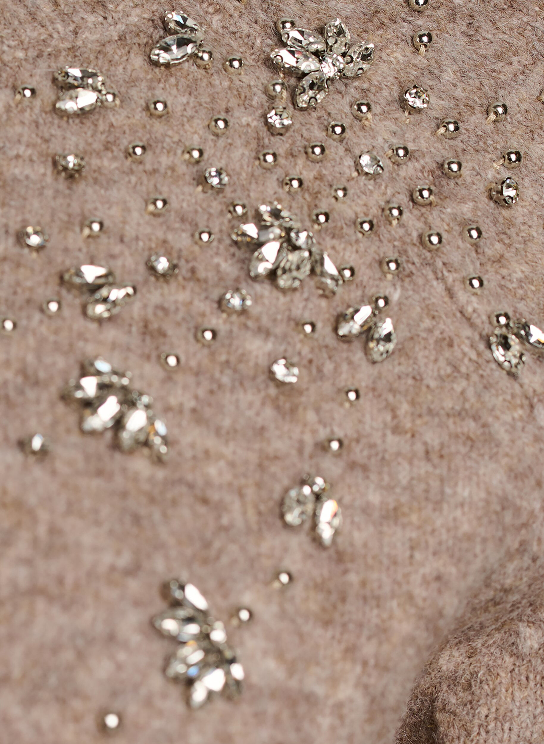 ZizzifashionKnitted blouse with rhinestones and studs, Beige, Packshot image number 2