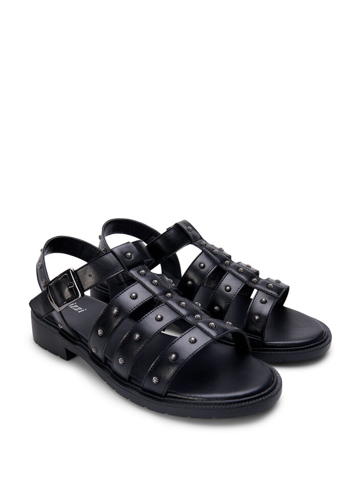 Wide fit - Sandal with studs, Black, Packshot image number 1