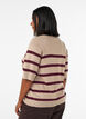 Striped knit top with short sleeves, Beige, Model image number 2