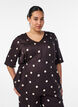 Polka dot viscose blouse with V-neck and tie-fastening, Brown, Model image number 0