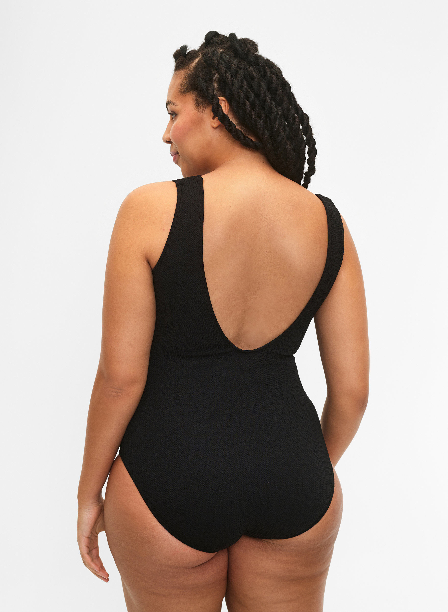 Zizzifashion Swimsuit with crepe structure and wrap effect, Black, Model image number 1
