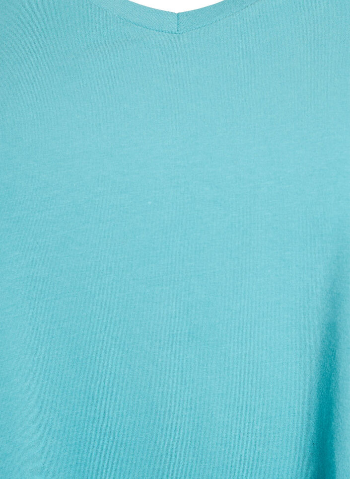 Basic plain cotton t-shirt, Blue, Packshot image number 2