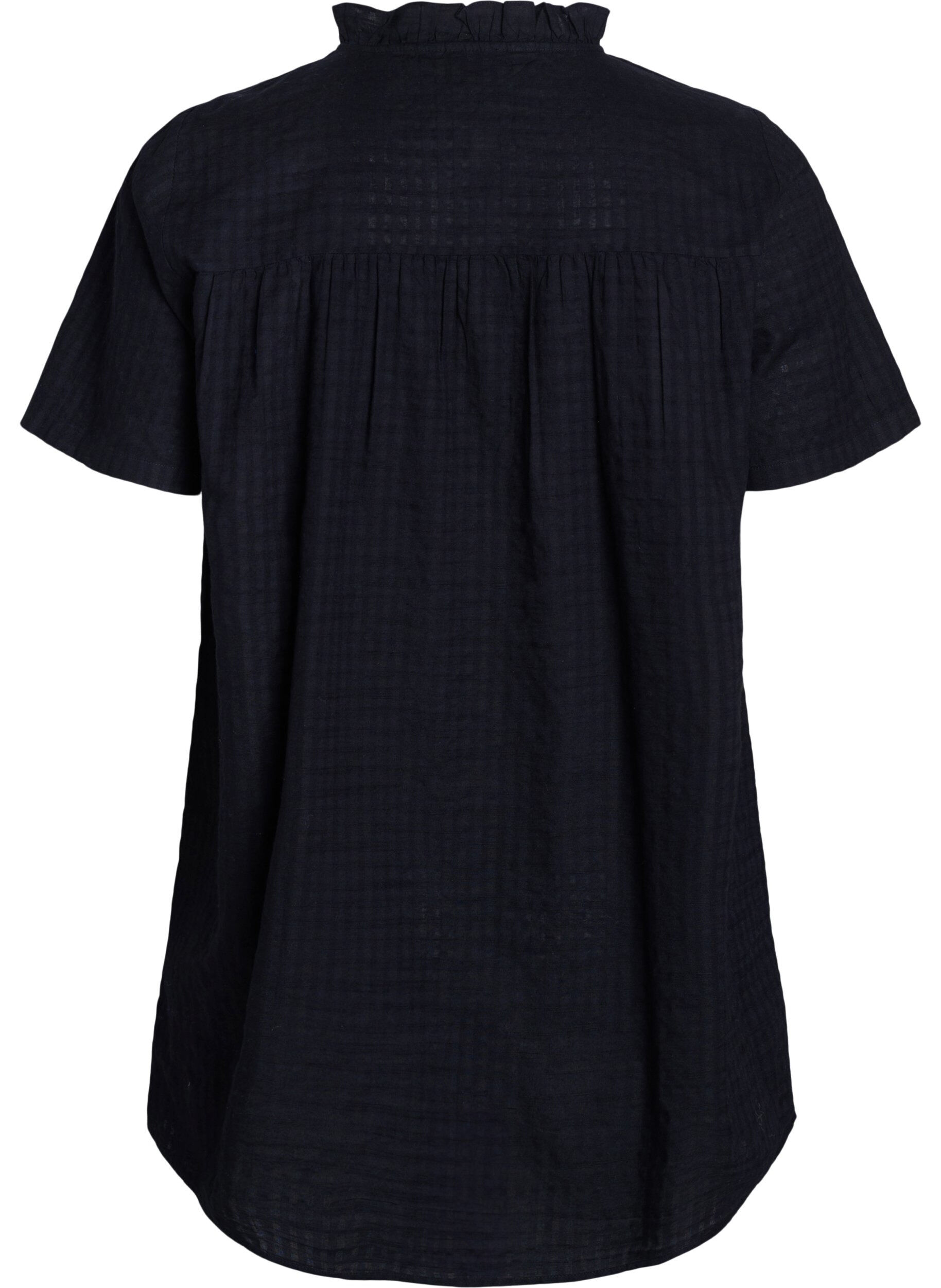 Zizzifashion A-shaped tunic with short sleeves and buttons, Black, Packshot image number 1