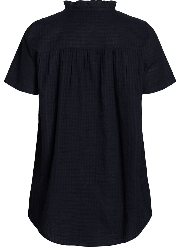 A-shaped tunic with short sleeves and buttons, Black, Packshot image number 1