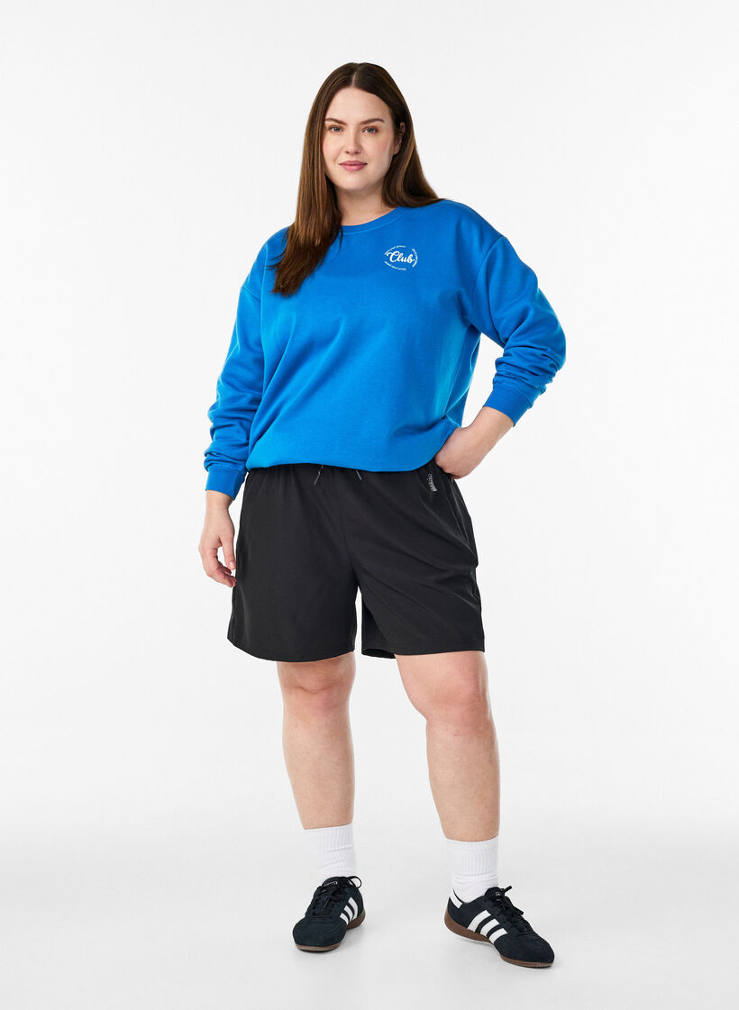 Sweatshirt with front motif, Blue, Model image number 1