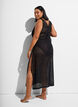 Sleeveless beach dress with eyelet embroidery and side slits, Black, Model image number 1