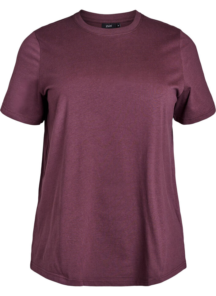 Basic cotton T-shirt with round neck, Dark Bordeaux, Packshot image number 0