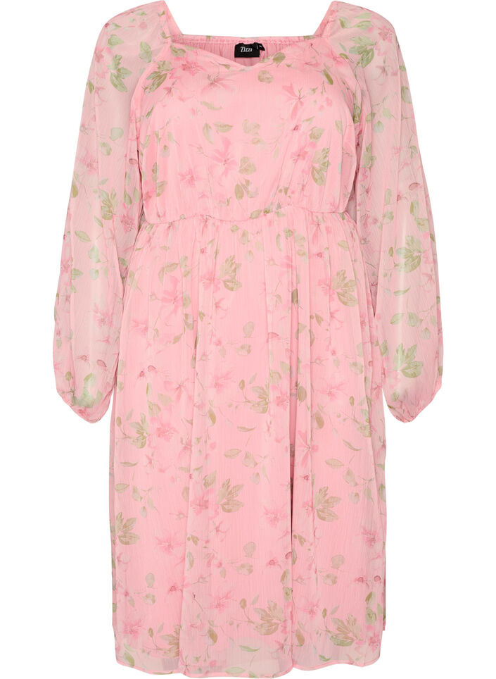 Chiffon party dress with long sleeves, Rose, Packshot image number 0