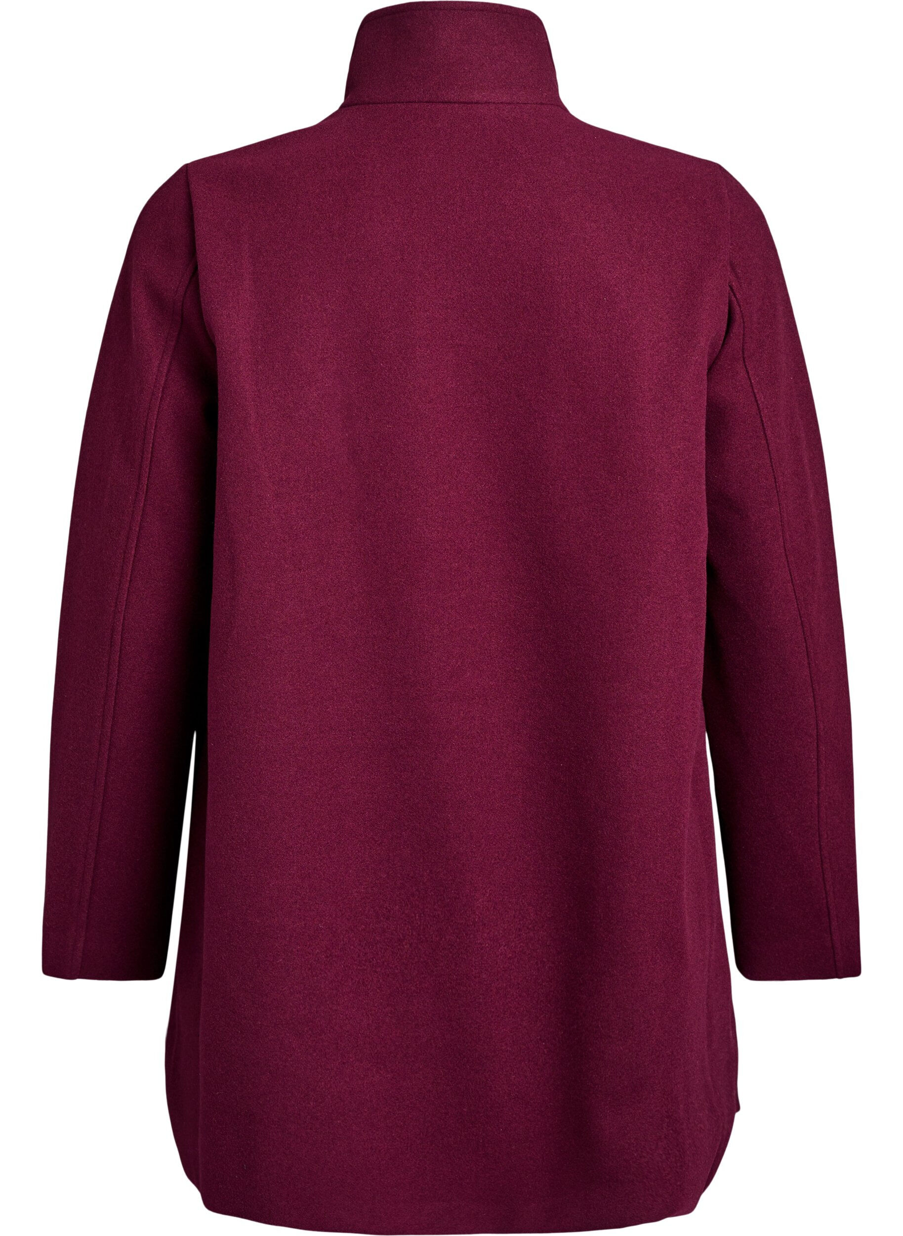 Zizzifashion Short coat with A-line shape, Dark Bordeaux, Packshot image number 1
