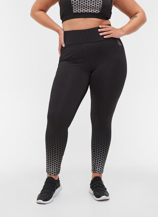 Gym leggings with print and 7/8 length, Black, Model image number 2