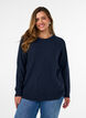 Melange knit blouse with round neck, Blue, Model image number 0
