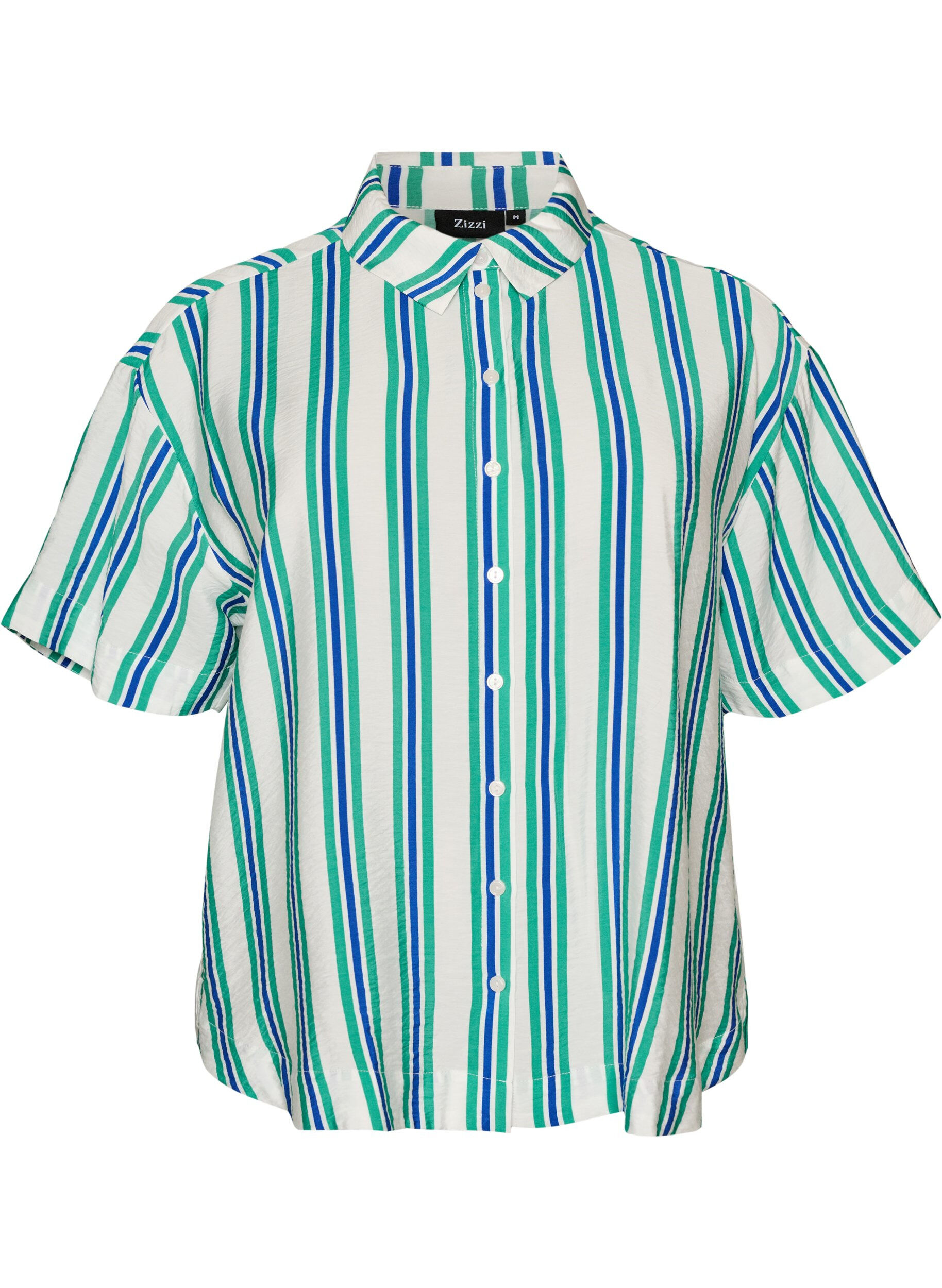 Striped viscose shirt with short sleeves