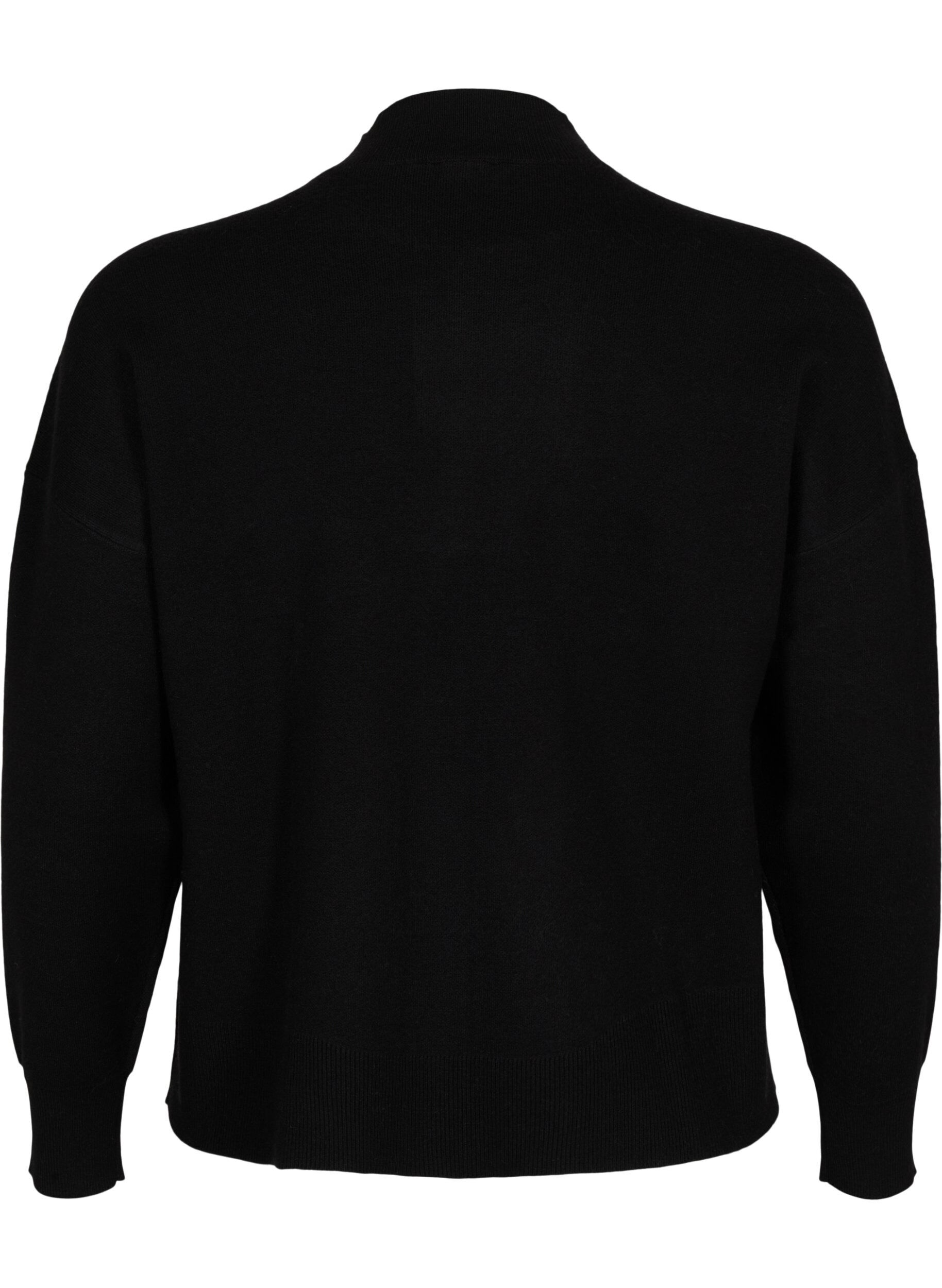 Zizzifashion Solid colour knitted blouse, Black, Packshot image number 1