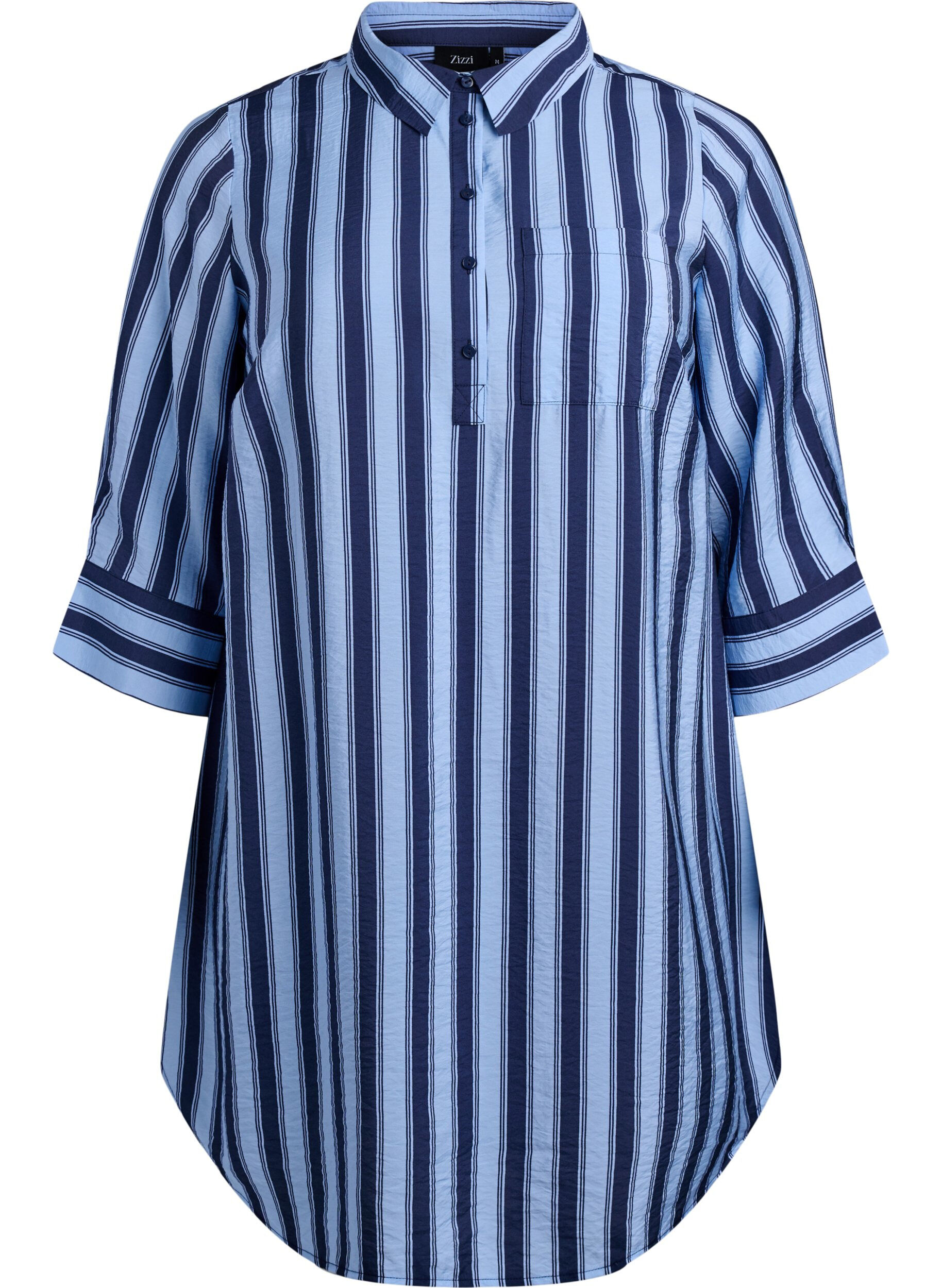 ZizzifashionShort dress with collar and chest pocket, Blue, Packshot image number 0