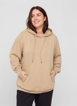 Sweatshirt with pockets and hood, Cornstalk, Model image number 0