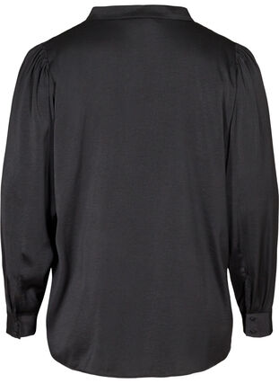 Long-sleeved blouse with a bow detail, Black, Packshot image number 1