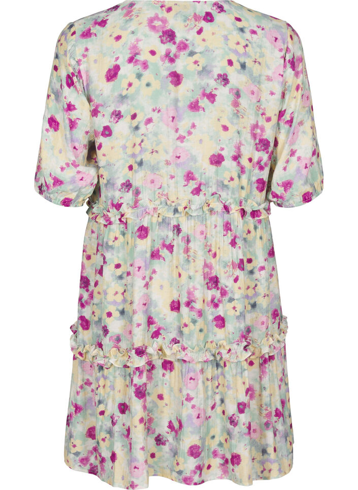Short summer dress with floral print, Vanilla, Packshot image number 1