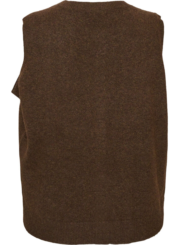 Knitted vest with decorative buttons, Brown, Packshot image number 1