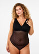 Bodystocking with dotted mesh and removable pads, Black, Model image number 3