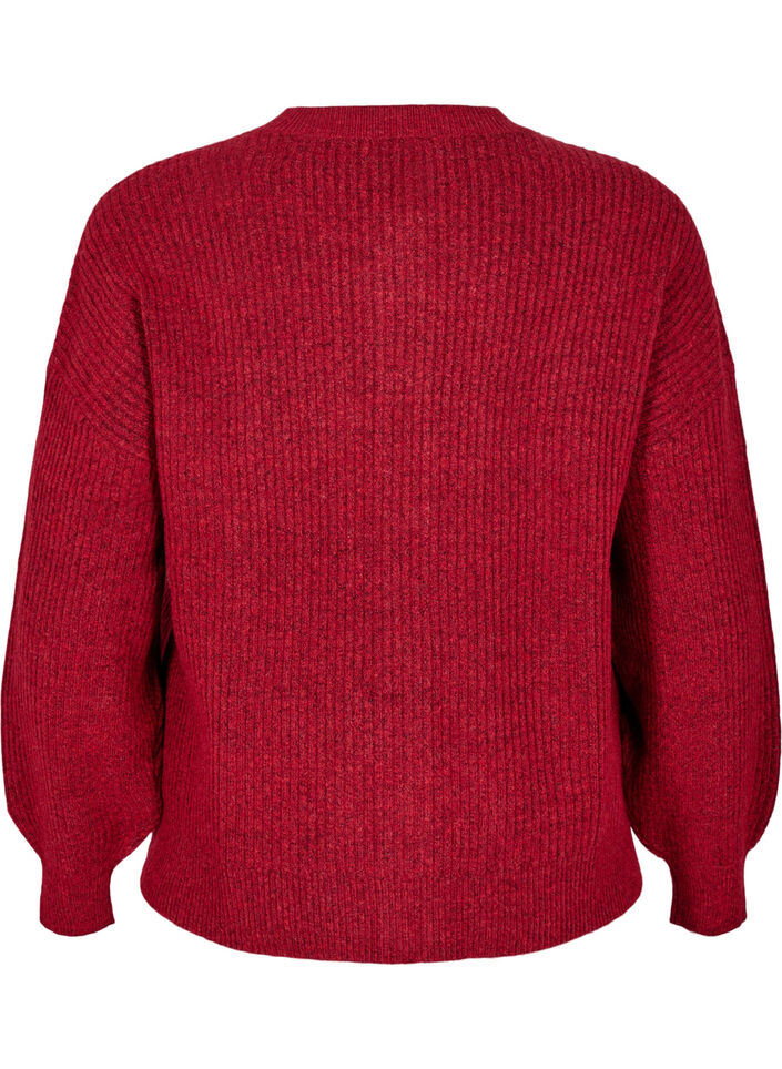 Rib knit cardigan with buttons, Red, Packshot image number 1