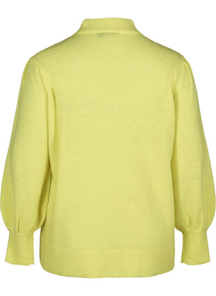 High-necked knitted blouse with balloon sleeves, Daiquiri Green, Packshot image number 1